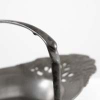 Urania. Art Nouveau Pewter Fruit Bowl with a Loop Handle Floral Decoration - Thumbnail 13