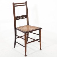 A Pair of Arts & Crafts Side Chairs with Stylized Tulip Cut-outs to the Back - Thumbnail 4