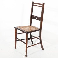 A Pair of Arts & Crafts Side Chairs with Stylised Tulip Cut-outs to the Back - Thumbnail 6