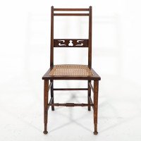 A Pair of Arts & Crafts Side Chairs with Stylized Tulip Cut-outs to the Back - Thumbnail 5