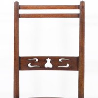 A Pair of Arts & Crafts Side Chairs with Stylised Tulip Cut-outs to the Back - Thumbnail 10