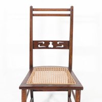 A Pair of Arts & Crafts Side Chairs with Stylized Tulip Cut-outs to the Back - Thumbnail 9