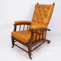 Philip Webb for Morris & Co., Aesthetic Movement Oak Reclining Armchair - Thumbnail 3