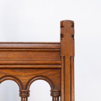Bruce Talbert. A Gothic Revival Tall Back Oak Chair with the Original Upholstery - Thumbnail 9