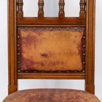 Bruce Talbert. A Gothic Revival Tall Back Oak Chair with the Original Upholstery - Thumbnail 10