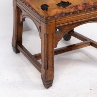 Bruce Talbert. A Gothic Revival Tall Back Oak Chair with the Original Upholstery - Thumbnail 11