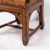Bruce Talbert. A Gothic Revival Tall Back Oak Chair with the Original Upholstery - Thumbnail 13