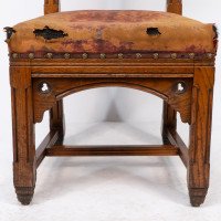 Bruce Talbert. A Gothic Revival Tall Back Oak Chair with the Original Upholstery - Thumbnail 14