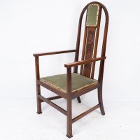 Liberty & Co attributed. An Arts & Crafts mahogany and inlaid armchair - Thumbnail 3