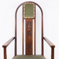 Liberty & Co attributed. An Arts & Crafts mahogany and inlaid armchair - Thumbnail 6