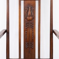 Liberty & Co. Attributed. Arts & Crafts mahogany and inlaid Armchair - Thumbnail 8