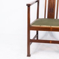 Liberty & Co attributed. An Arts & Crafts mahogany and inlaid armchair - Thumbnail 12
