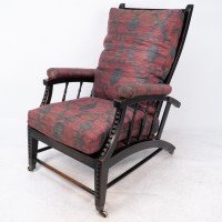 Philip Webb for Morris & Co., Aesthetic Ebonised Walnut Reclining Armchair - Thumbnail 3