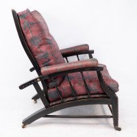 Philip Webb for Morris & Co., Aesthetic Ebonised Walnut Reclining Armchair - Thumbnail 4