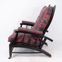 Philip Webb for Morris & Co., Aesthetic Ebonised Walnut Reclining Armchair - Thumbnail 5