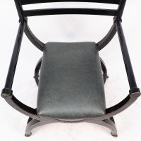 Richard Charles Aesthetic Movement Ebonised Elbow Chair with X Frame Stretcher - Thumbnail 7