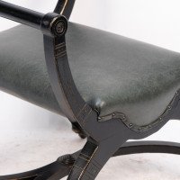 Richard Charles Aesthetic Movement Ebonised Elbow Chair with X Frame Stretcher - Thumbnail 8