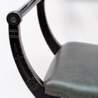 Richard Charles Aesthetic Movement Ebonised Elbow Chair with X Frame Stretcher - Thumbnail 9