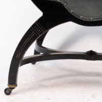 Richard Charles Aesthetic Movement Ebonised Elbow Chair with X Frame Stretcher - Thumbnail 14