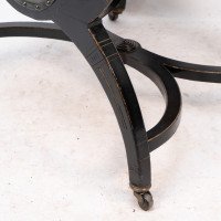 Richard Charles Aesthetic Movement Ebonised Elbow Chair with X Frame Stretcher - Thumbnail 15