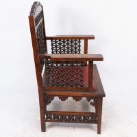 Liberty & Co., Moorish Walnut Armchair with Mashrabiya Turned Details Throughout - Thumbnail 4