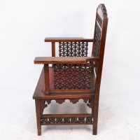 Liberty & Co., a Moorish Walnut Armchair with Mashrabiya Turned Details Throughout - Thumbnail 5