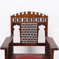 Liberty & Co., Moorish Walnut Armchair with Mashrabiya Turned Details Throughout - Thumbnail 6
