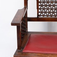 Liberty & Co., Moorish Walnut Armchair with Mashrabiya Turned Details Throughout - Thumbnail 8