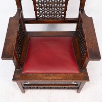 Liberty & Co., Moorish Walnut Armchair with Mashrabiya Turned Details Throughout - Thumbnail 9