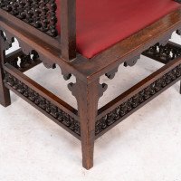 Liberty & Co., a Moorish Walnut Armchair with Mashrabiya Turned Details Throughout - Thumbnail 11