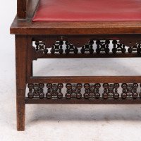 Liberty & Co., Moorish Walnut Armchair with Mashrabiya Turned Details Throughout - Thumbnail 12