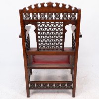 Liberty & Co., a Moorish Walnut Armchair with Mashrabiya Turned Details Throughout - Thumbnail 18