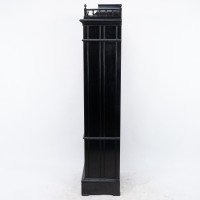 Rare Aesthetic Movement Ebonised Polychrome Painted Humidor with Floral Decor - Thumbnail 4