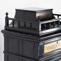 Rare Aesthetic Movement Ebonised Polychrome Painted Humidor with Floral Decor - Thumbnail 6