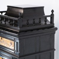 Rare Aesthetic Movement Ebonised Polychrome Painted Humidor with Floral Decor - Thumbnail 8