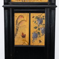 Rare Aesthetic Movement Ebonised Polychrome Painted Humidor with Floral Decor - Thumbnail 9