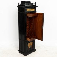 Rare Aesthetic Movement Ebonised Polychrome Painted Humidor with Floral Decor - Thumbnail 14