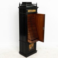 Rare Aesthetic Movement Ebonised Polychrome Painted Humidor with Floral Decor - Thumbnail 13