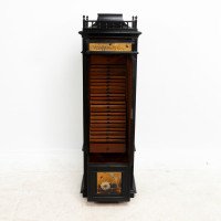 Rare Aesthetic Movement Ebonised Polychrome Painted Humidor with Floral Decor - Thumbnail 16