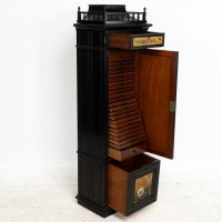 Rare Aesthetic Movement Ebonised Polychrome Painted Humidor with Floral Decor - Thumbnail 15