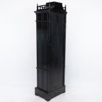Rare Aesthetic Movement Ebonised Polychrome Painted Humidor with Floral Decor - Thumbnail 20