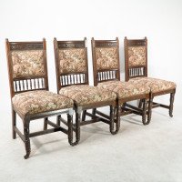E. W. Godwin Attributed, a Set of Four Aesthetic Movement Oak Dining Chairs - Thumbnail 2