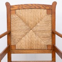 Pair of Arts & Crafts Oak Elbow Chairs, in the Manner of George Walton - Thumbnail 9