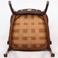 Liberty & Co., Arts & Crafts Mahogany Armchair with Fruitwood Floral Inlaid Decor - Thumbnail 17