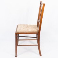 Aesthetic Movement Walnut Lyre Back Bedroom or Side Chair with Button Seat - Thumbnail 4