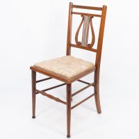 Aesthetic Movement Walnut Lyre Back Bedroom or Side Chair with Button Seat - Thumbnail 3
