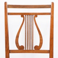 Aesthetic Movement Walnut Lyre Back Bedroom or Side Chair with Button Seat - Thumbnail 6