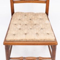 Aesthetic Movement Walnut Lyre Back Bedroom or Side Chair with Button Seat - Thumbnail 7