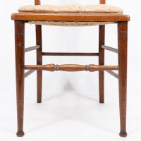 Aesthetic Movement Walnut Lyre Back Bedroom or Side Chair with Button Seat - Thumbnail 10