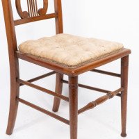 Aesthetic Movement Walnut Lyre Back Bedroom or Side Chair with Button Seat - Thumbnail 9